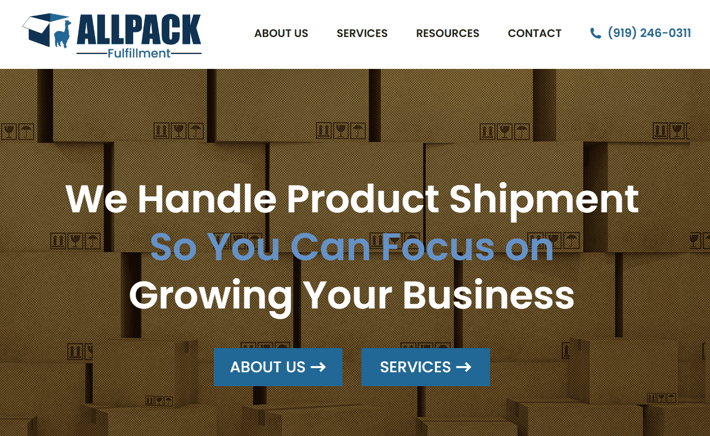 Allpack Fulfillment homepage Allpack Fulfillment homepage