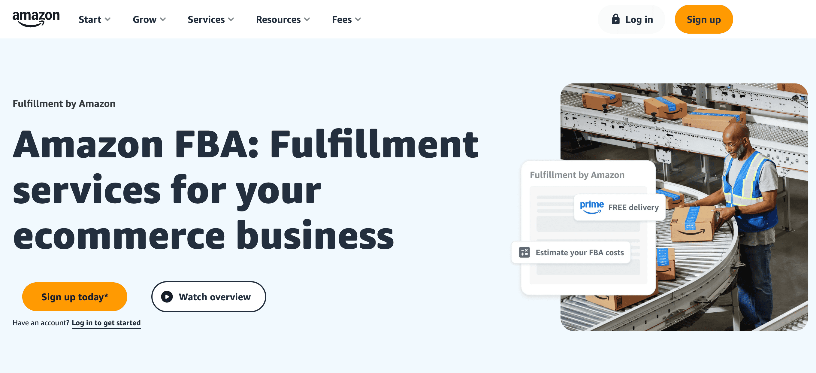 Amazon FBA homepage Amazon FBA homepage