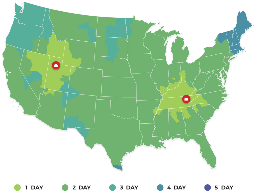 shipping distribution coverage with national and regional carrier support