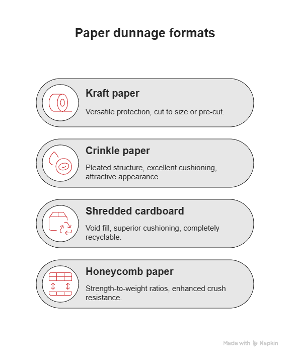 Paper dunnage formats Paper dunnage formats
