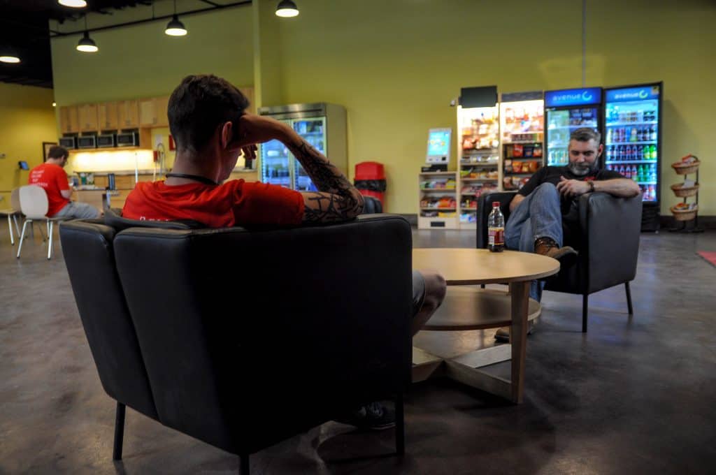 Employee break room for Workers at a Red Stag Fulfillment center