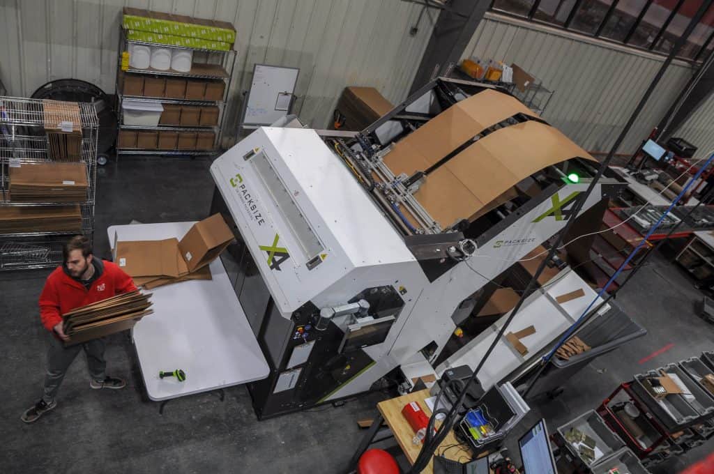 Packsize custom boxing machine, Red Stag warehouse