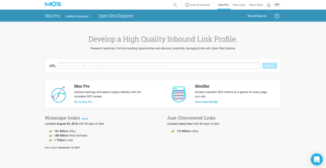 Moz Onsite explorer