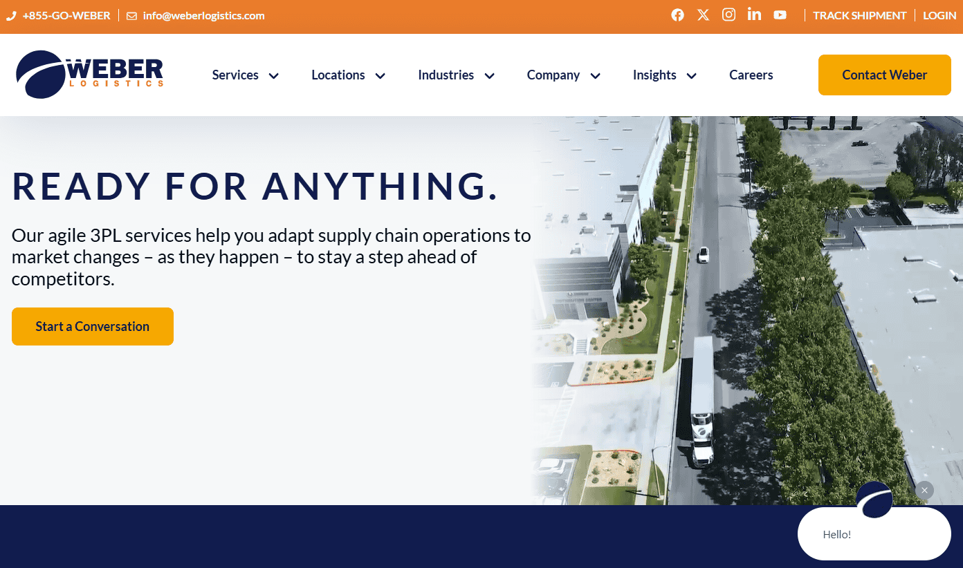 Weber Logistics homepage Weber Logistics homepage