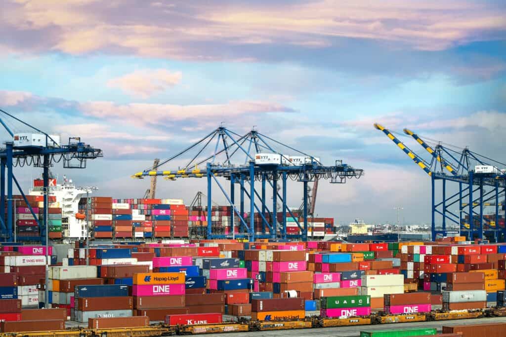 containers at the port of los angeles representing a global supply chain